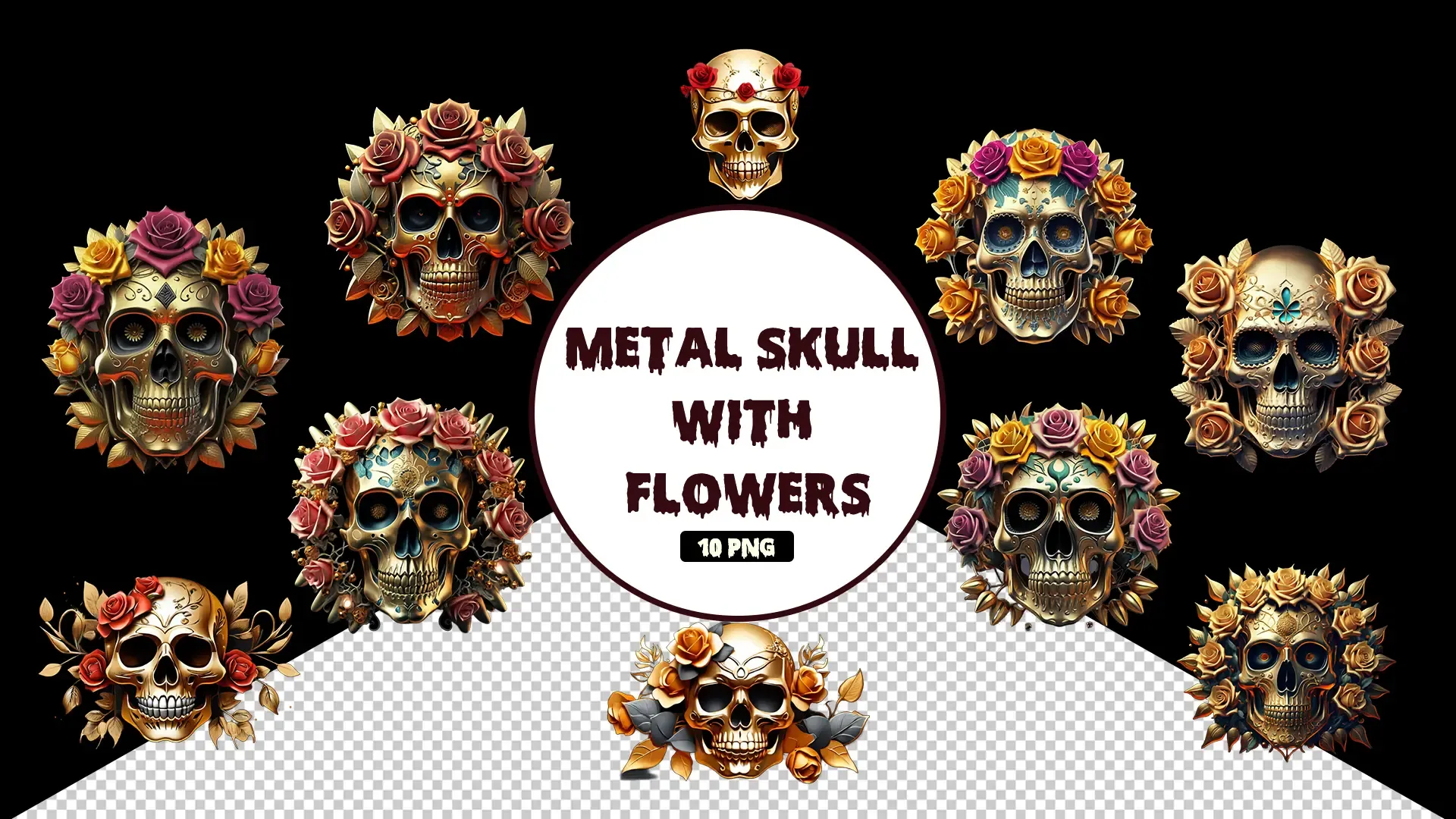 Dark Aesthetic Skull and Flower Collection image